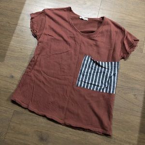 Mauve Stripped Pocket Tee
